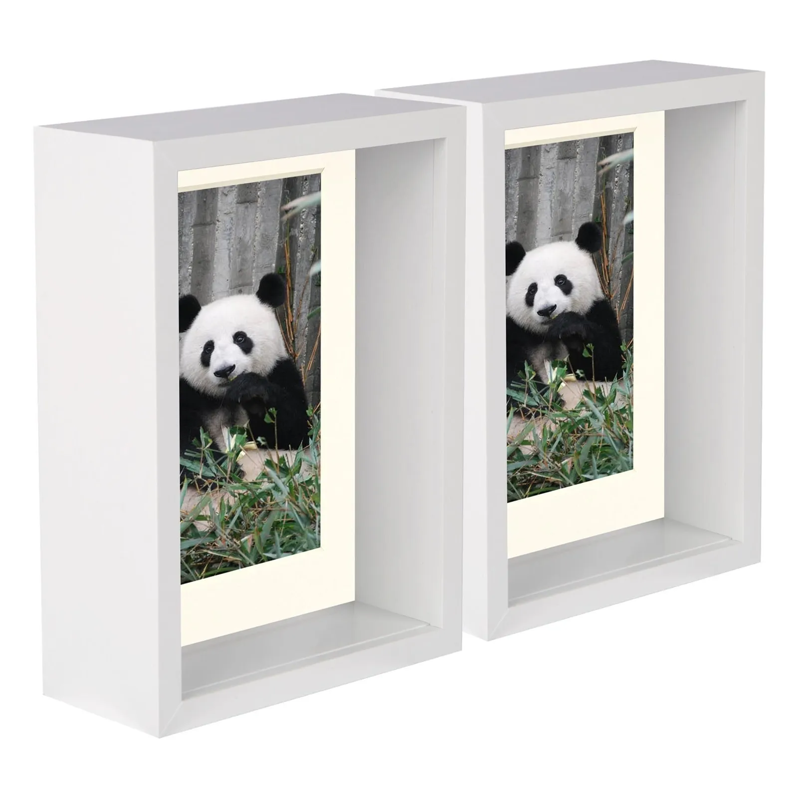 Nicola Spring 5" x 7" 3D Deep Box Photo Frames - 4" x 6" Mount - White - Pack of 5 in Ivory