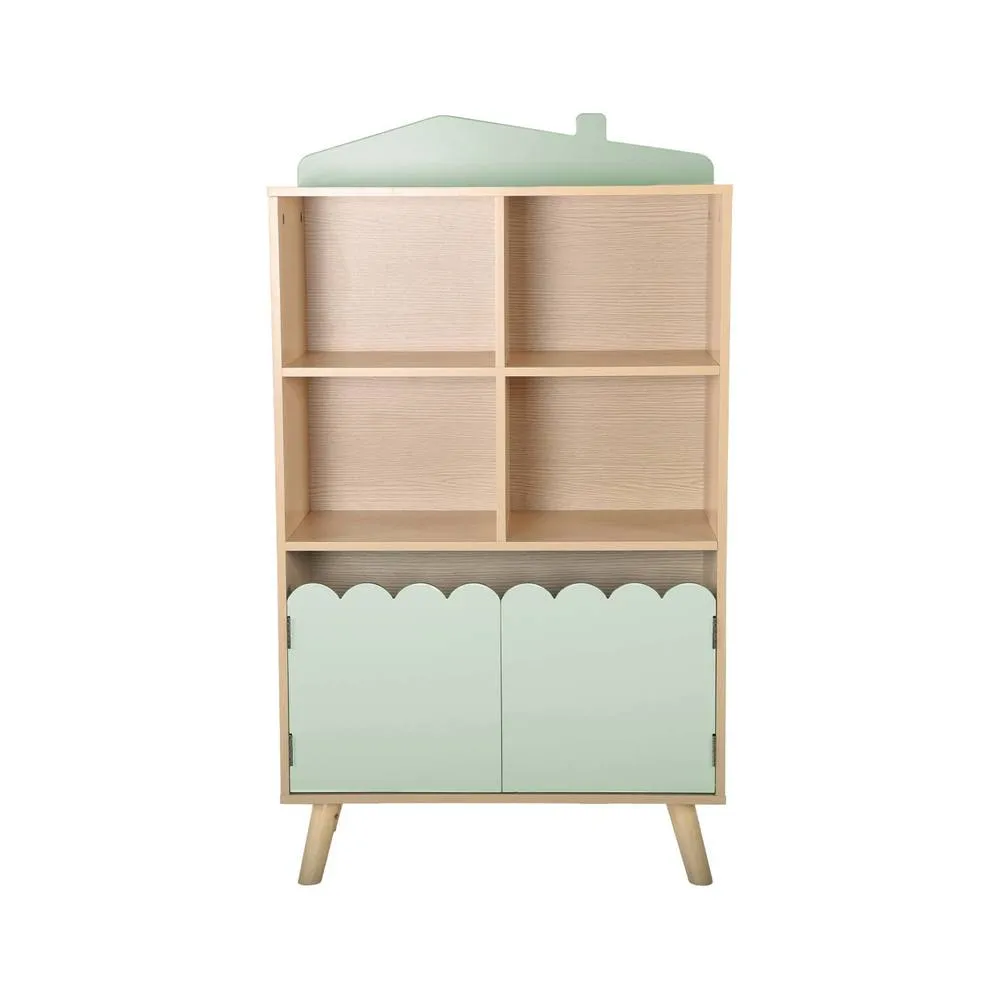 sweeek Children's pine wood library 2 doors 4 shelves in Green 5