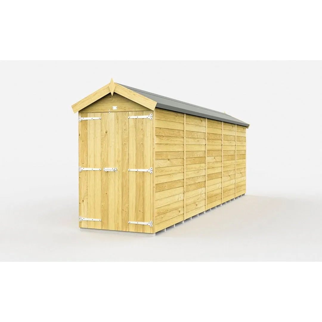 Buttercup Farm 4 x 20 Feet Apex Shed - Double Door W/O Window - L592 x W118 x H217 cm in Brown