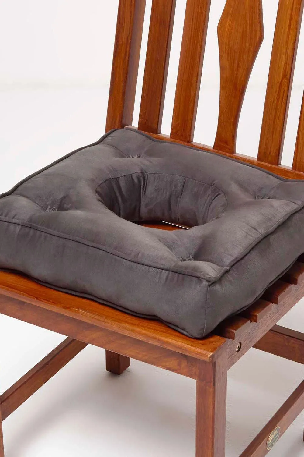 Homescapes Faux Suede Coccyx Cushion with Ties in Grey 1