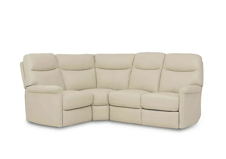 Compact Collection Lille Leather Left Hand Facing Corner Sofa - BV Bisque