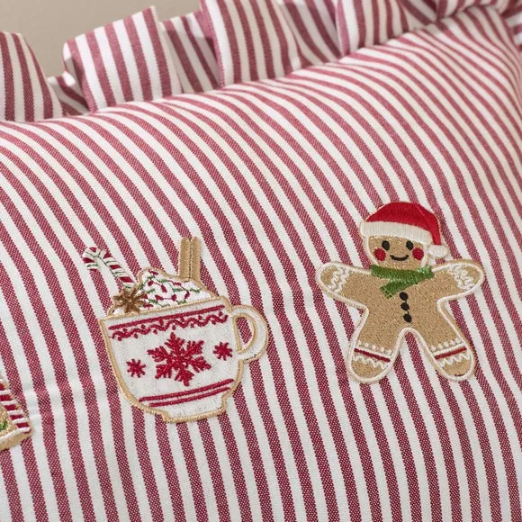 Christmas Gingerbread Stripe Rectangular Cushion 2