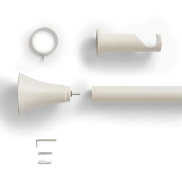 Flush Trumpet Fixed Metal Curtain Pole with Rings 2