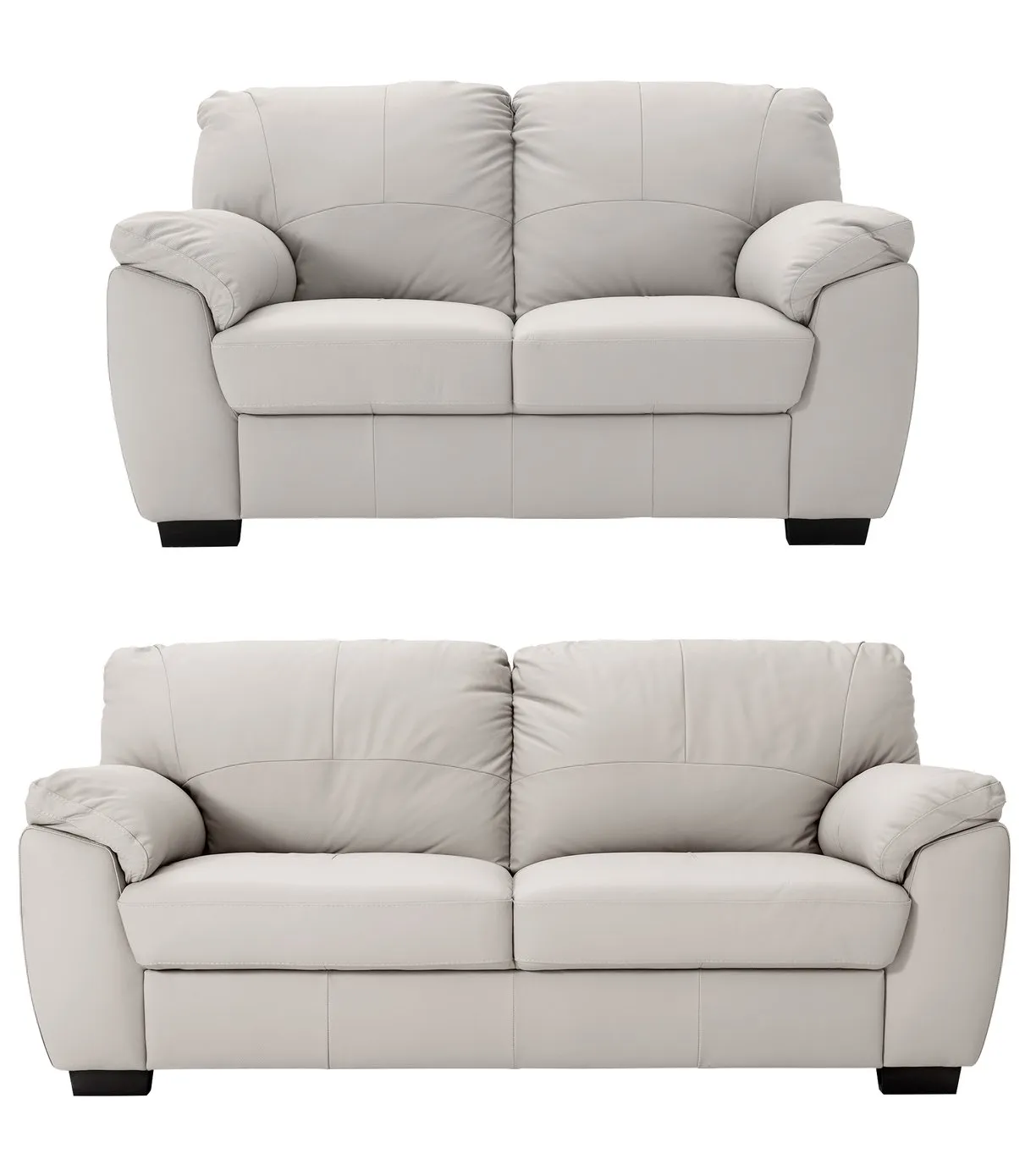 Argos Home Milano Leather 2 & 3 Seater Sofas - Light Grey