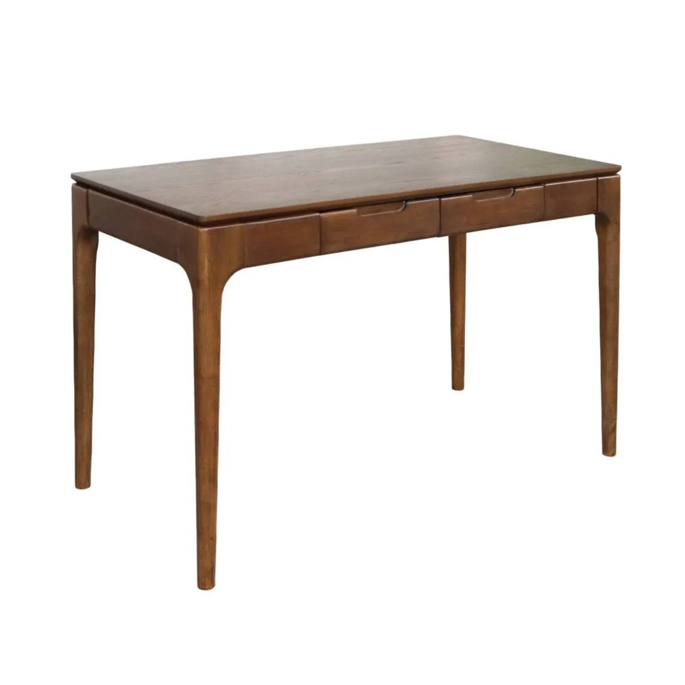 sweeek Rubberwood desk with ash veneer 2 drawers in Dark Brown 2