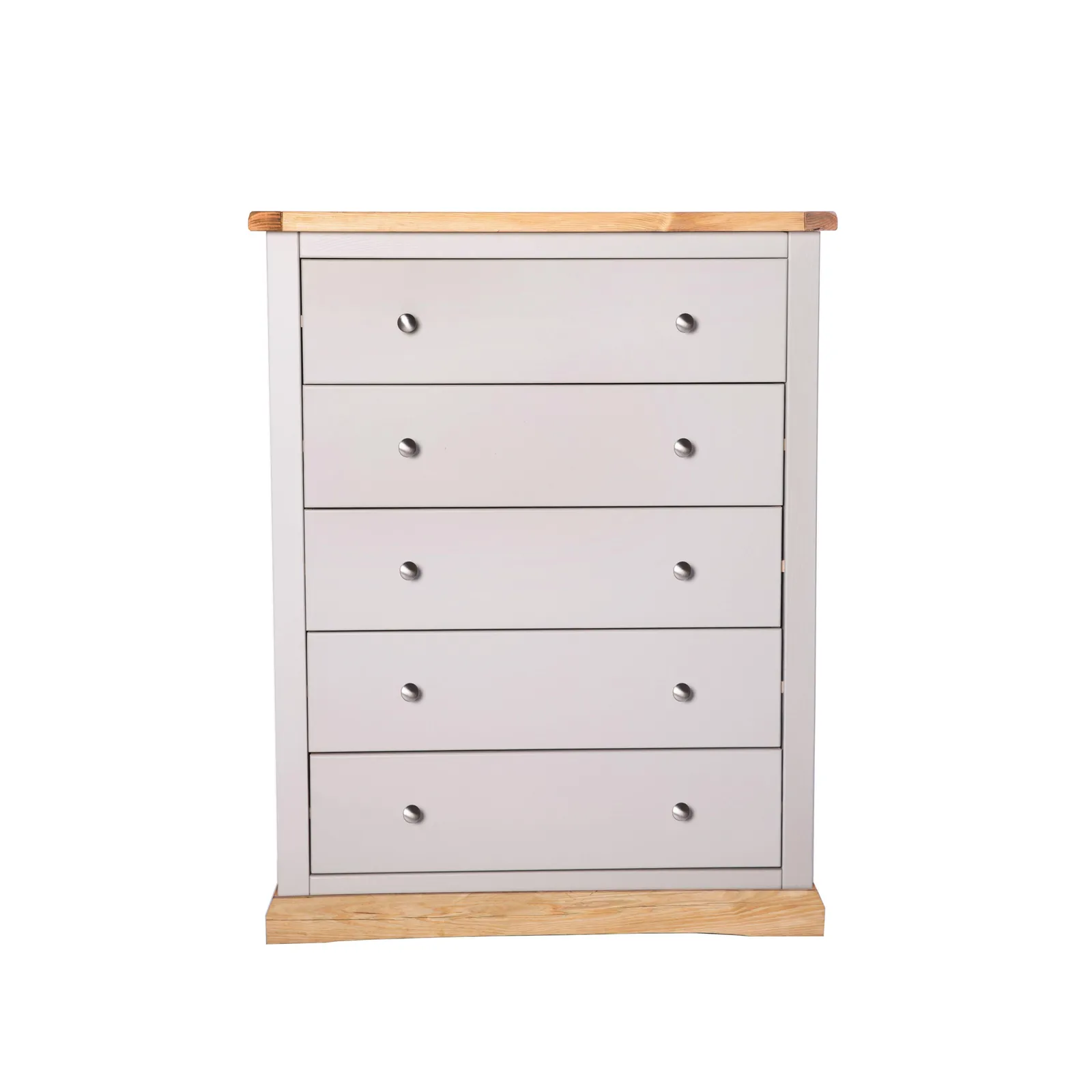 Cabinet Bits Bomporto 5 Drawer Chest of Drawers Chrome Knob in Light Grey 2