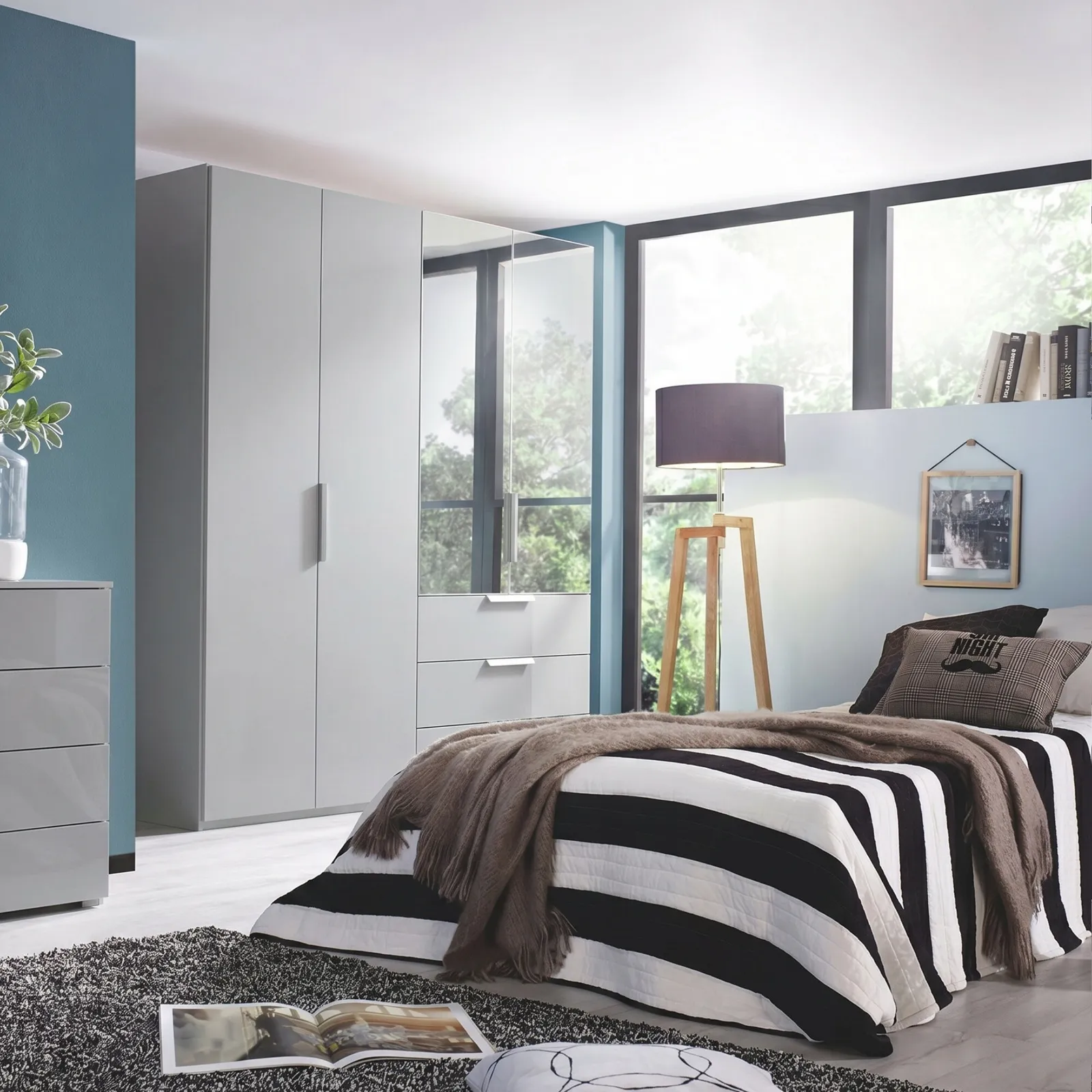 Atlanta 4 Door 3 Drawer Wardrobe 201Cm Height 223Cm, Grey | Barker & Stonehouse 3