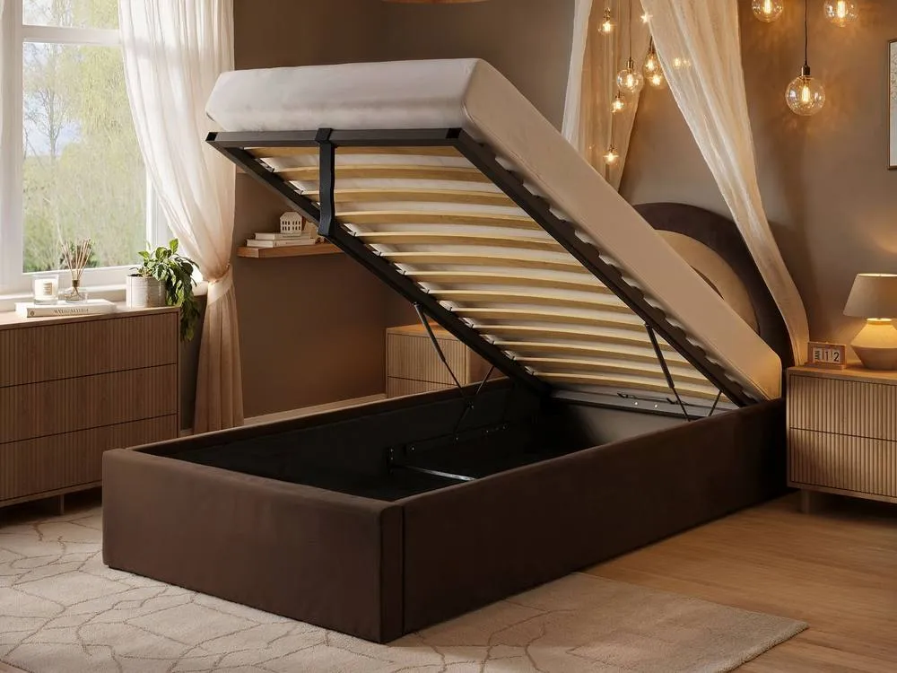 Flair Ava Single Ottoman Bed in Brown 2