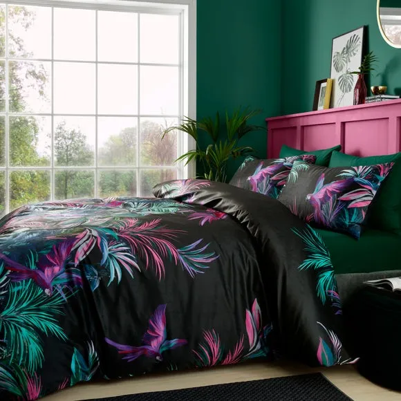 Tropical Bird Digi Velour Duvet Cover & Pillowcase Set 6