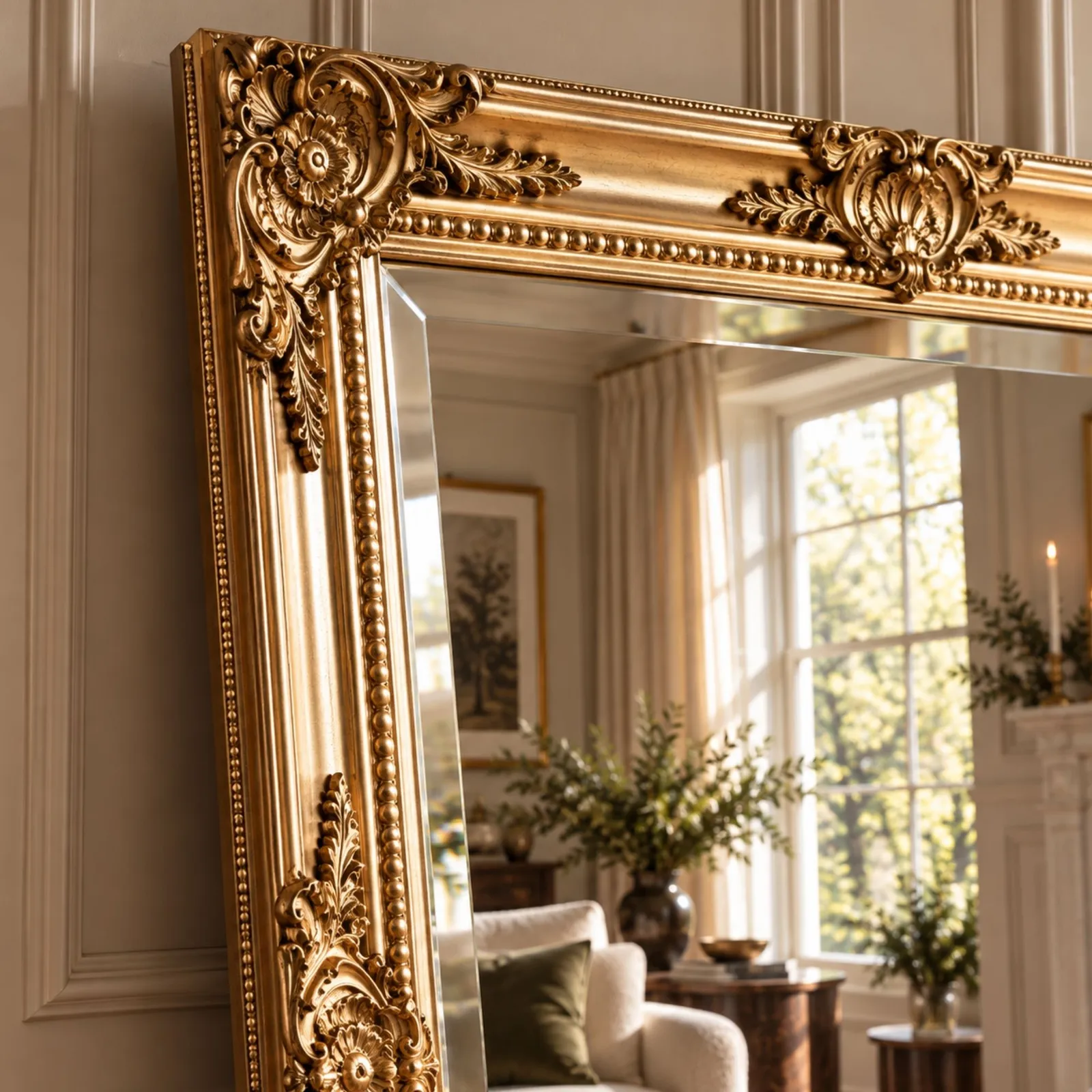 Yearn Mirrors Decorative Gold full length Mirror 74x163cm in Metallic Gold 4
