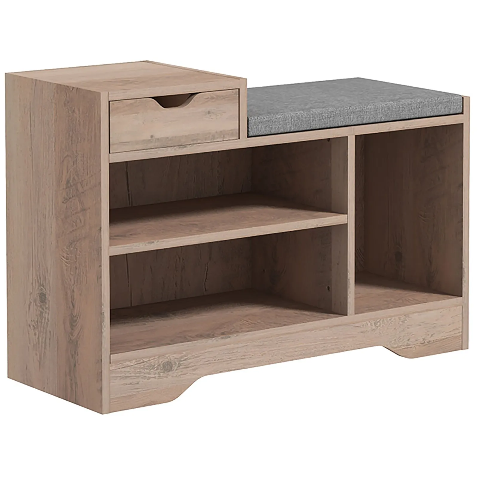 HOMCOM Upholstered Entryway Shoe Bench with Storage Drawer Distressed Grey 2