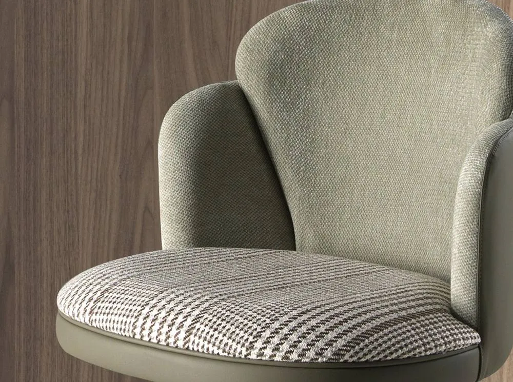 Angel Cerda Fabric Swivel Bar Stool with Leatherette Backrest in Olive 4
