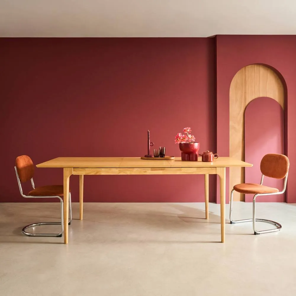 sweeek Rectangular dining table extendable rubberwood & ash veneer 6-8 seat in Brown 6