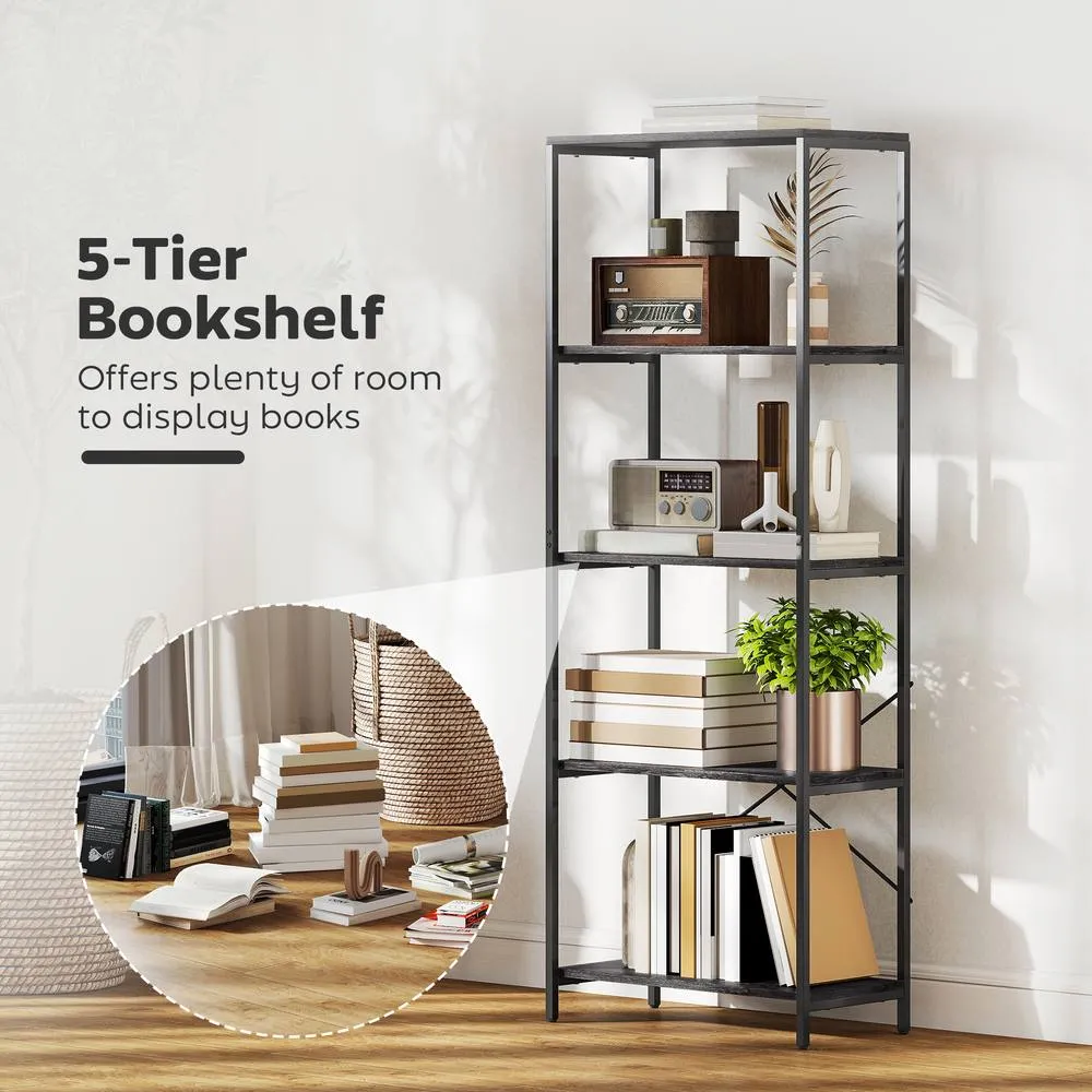 HOMCOM Modern Bookshelf, Freestanding Bookcase in Grey 4