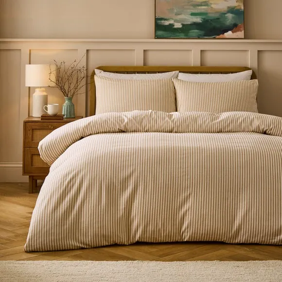 Camille Stripe 100% Brushed Cotton Duvet Cover & Pillowcase Set