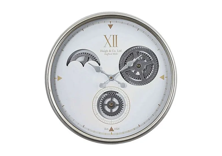 Lindley Cog Wall Clock - Silver