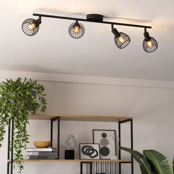 EGLO Sonnino Industrial 4 Light Adjustable Semi Flush Spotlight Bar