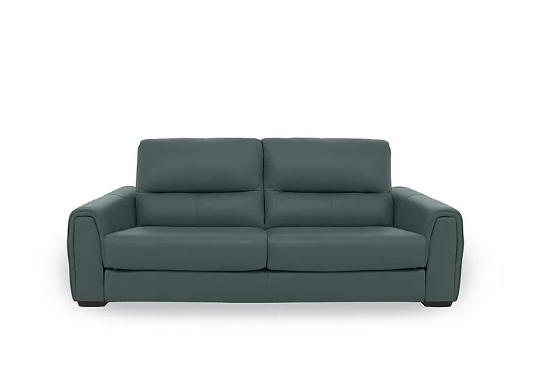 Flex Leather 3 Seater Sofa Bed with Storage Arms - BV Lake Green