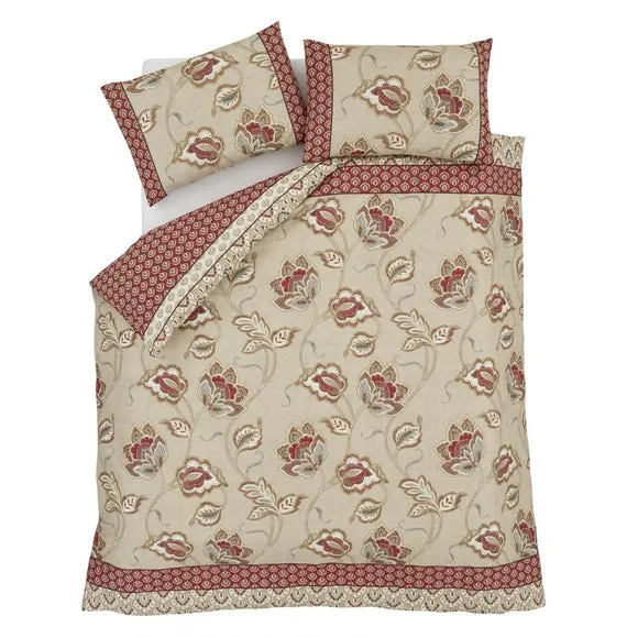 Catherine Lansfield Kashmir Red Duvet Cover and Pillowcase Set 2
