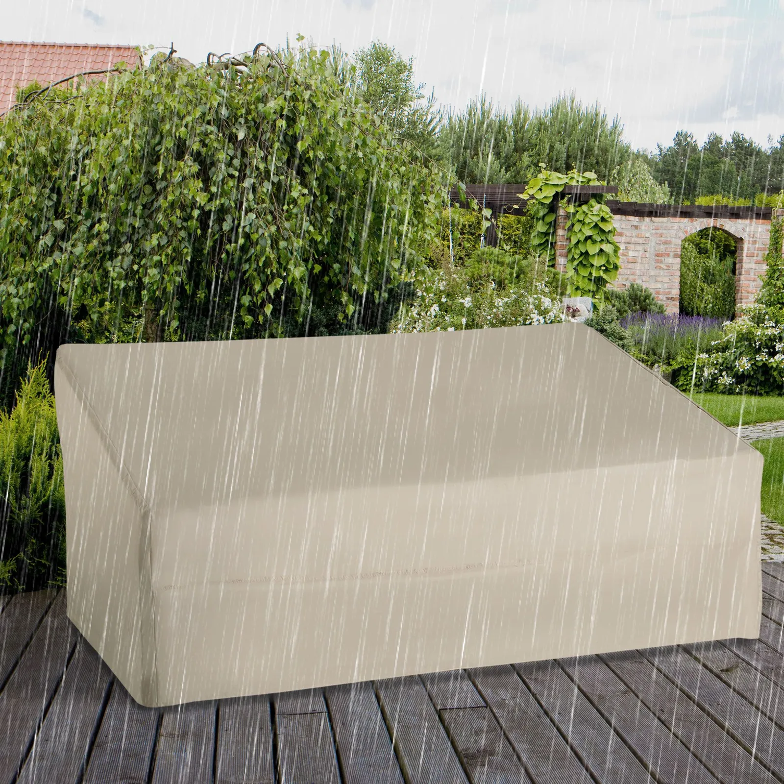 OUTSUNNY 3 Seater Rain Cover Garden Sofa Chair Bench Protector 218x111x101cm in Beige