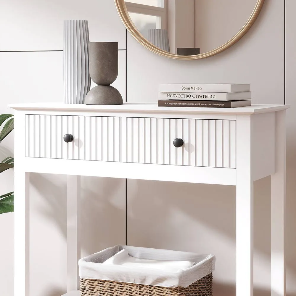 Melody Maison White 2 Drawer Console / Dressing Table - Hales White Range 6