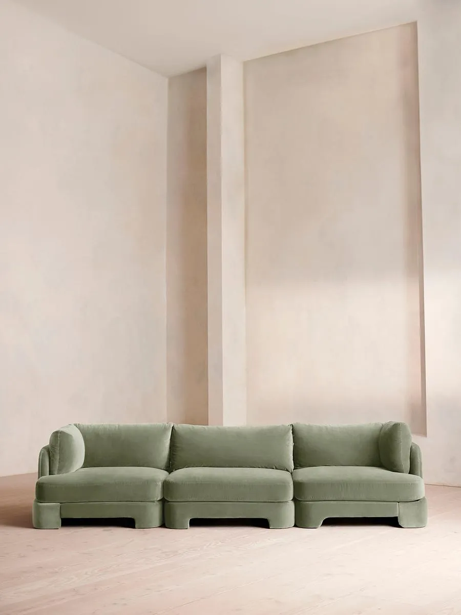 Odell Deeper Sit Modular Sofa, Four Seater, Velvet, Seafoam
