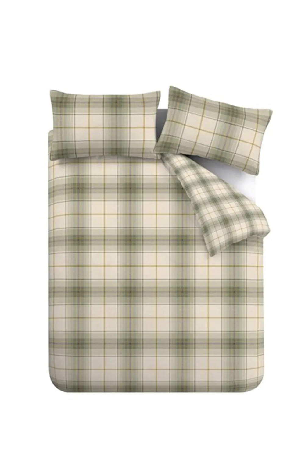 Catherine Lansfield Brushed Troon Check Duvet Cover Set in Green 5