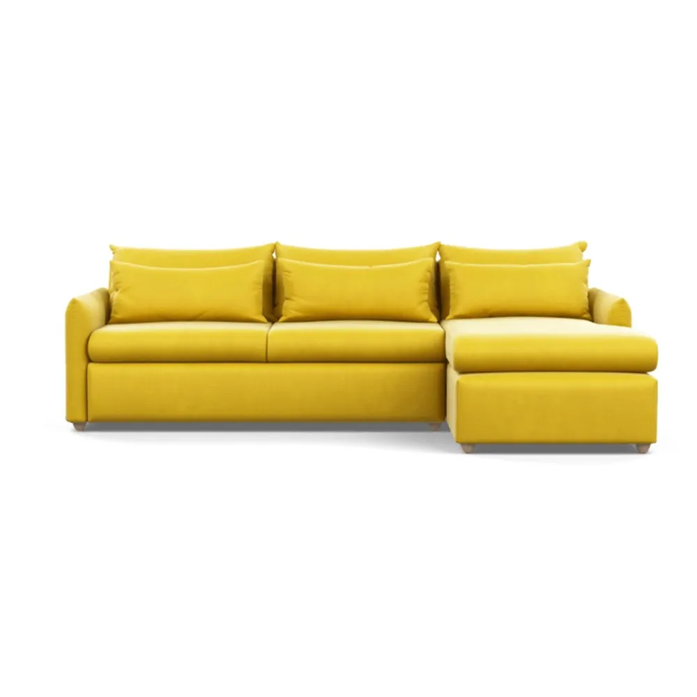 Heal's Pillow Large Right Hand Corner Chaise Varese Velvet Alchemilla Natural