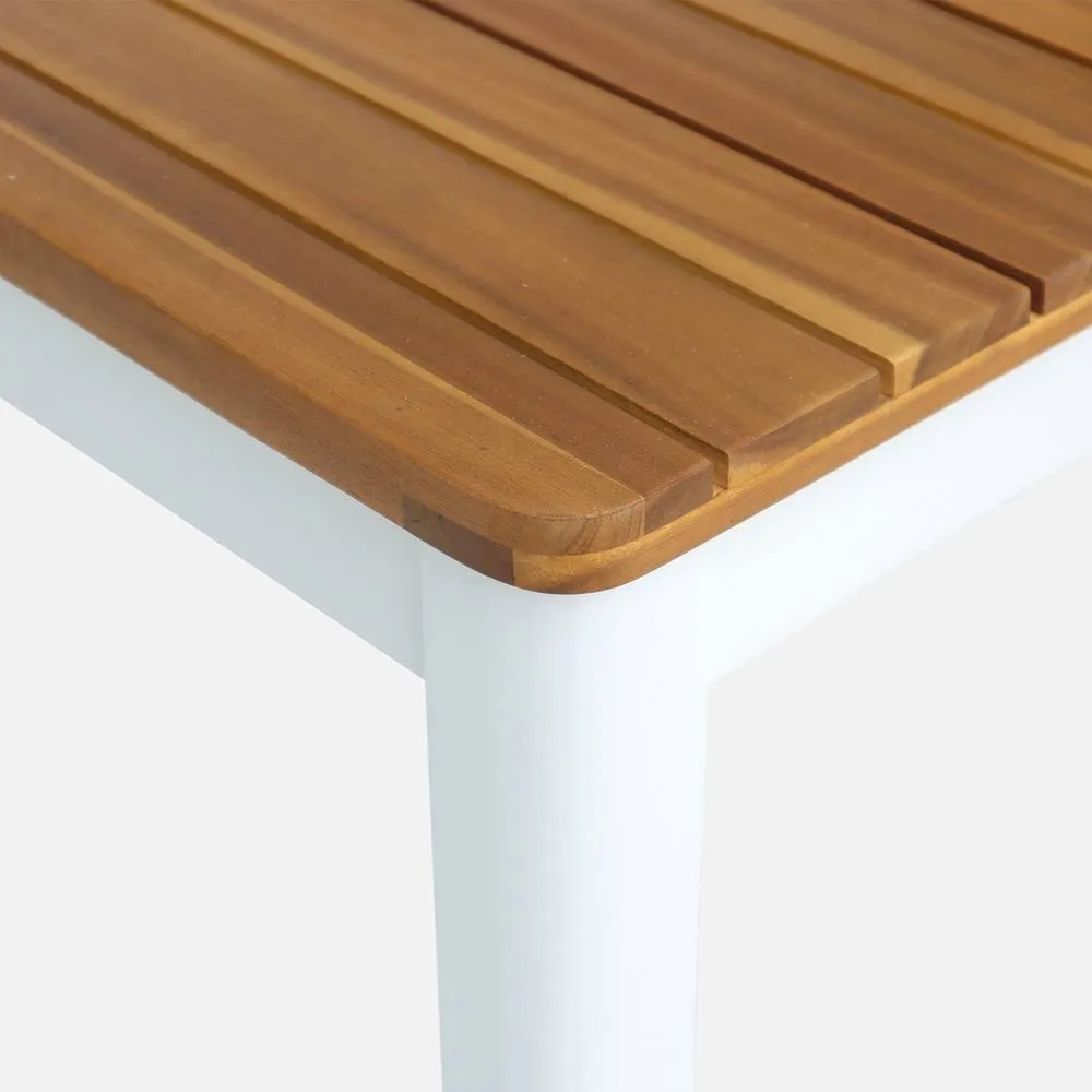 sweeek 8-seater Acacia Wooden Garden Table With Rounded Corners in White 3