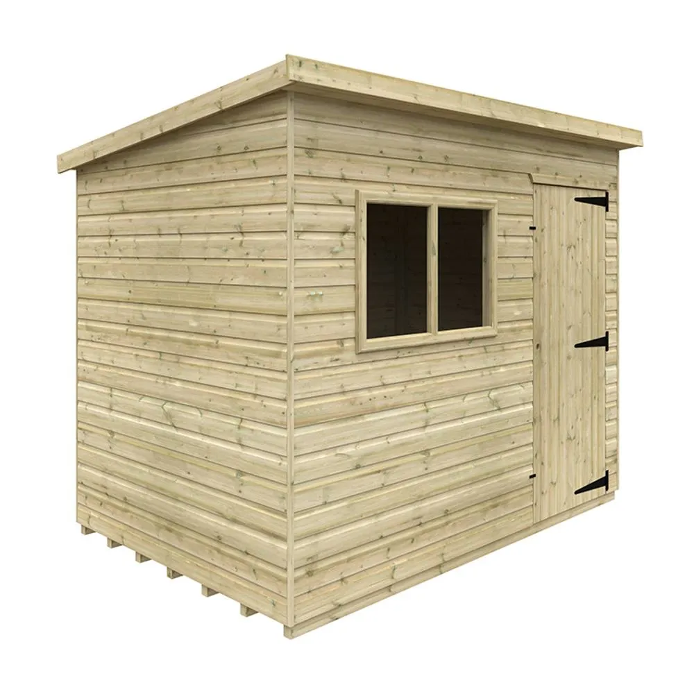 Buttercup Farm 9 x 6 Feet Tanalised Deluxe Pent 16mm Shed - Solid Wood/Softwood/Pine in Natural