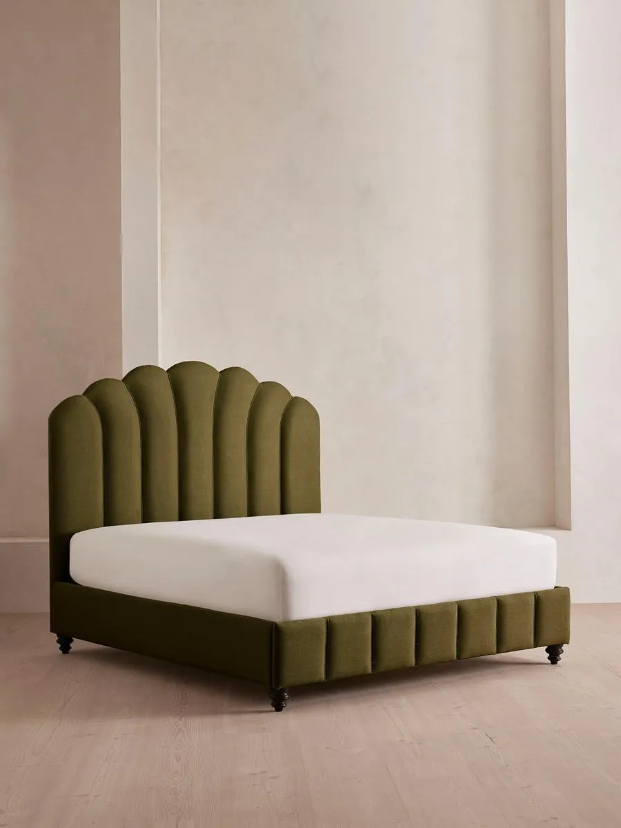 Manette Bed, with Twisted Cord, King, Linen, Olive