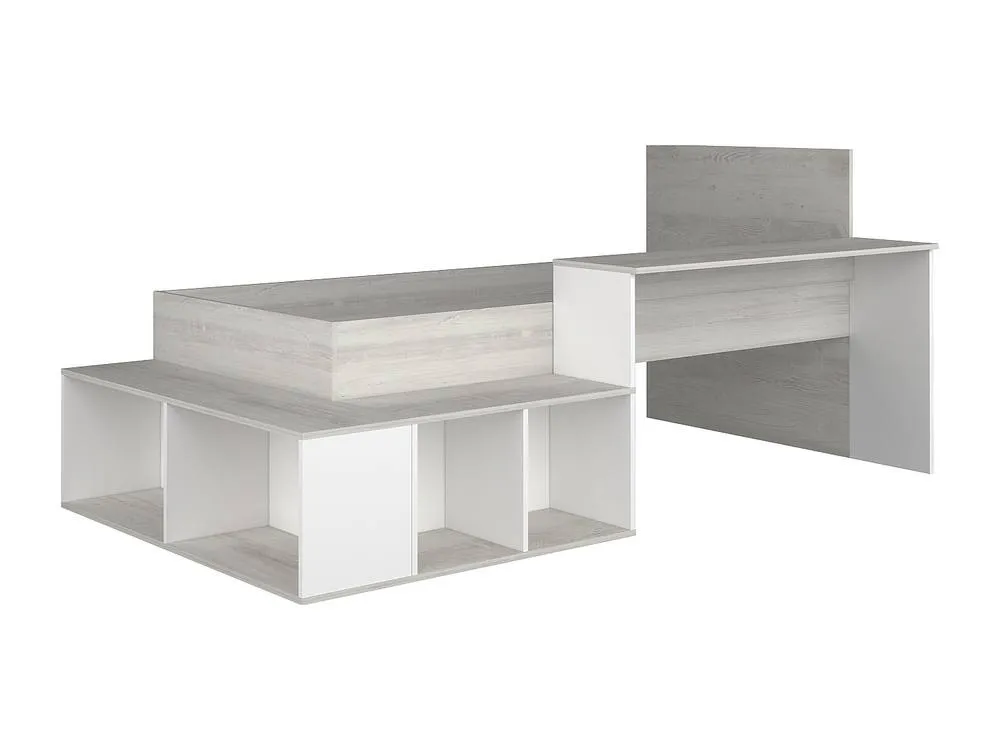 Vente-unique Combination Bed 90 X 200 Cm With Storage & Desk - Colours: Natural in Light Oak