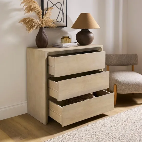 Romy Wide 3 Drawer Chest, Mango Wood 2