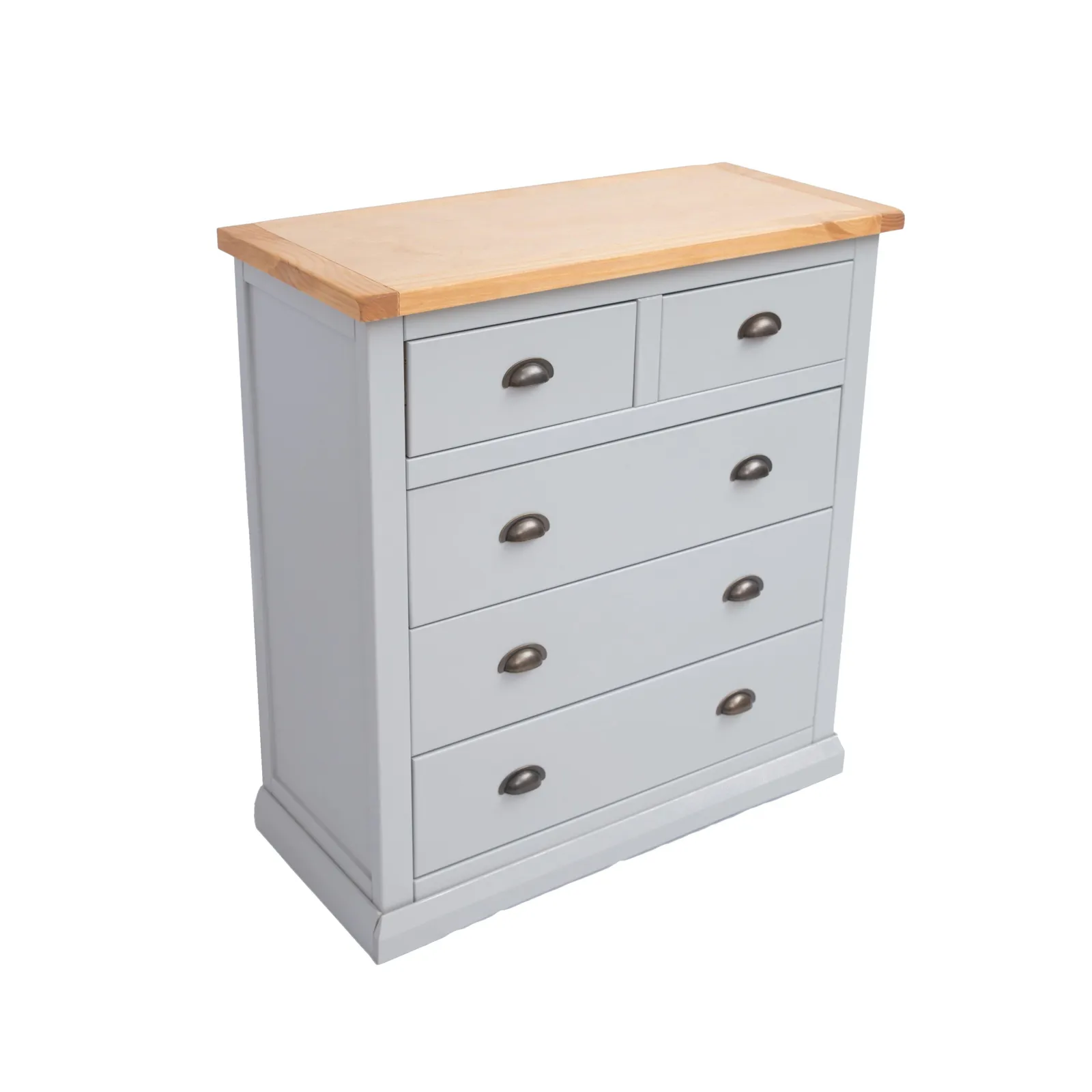 Cabinet Bits Loreo 5 Drawer Chest of Drawers Brass Cup Handle in Light Grey 3