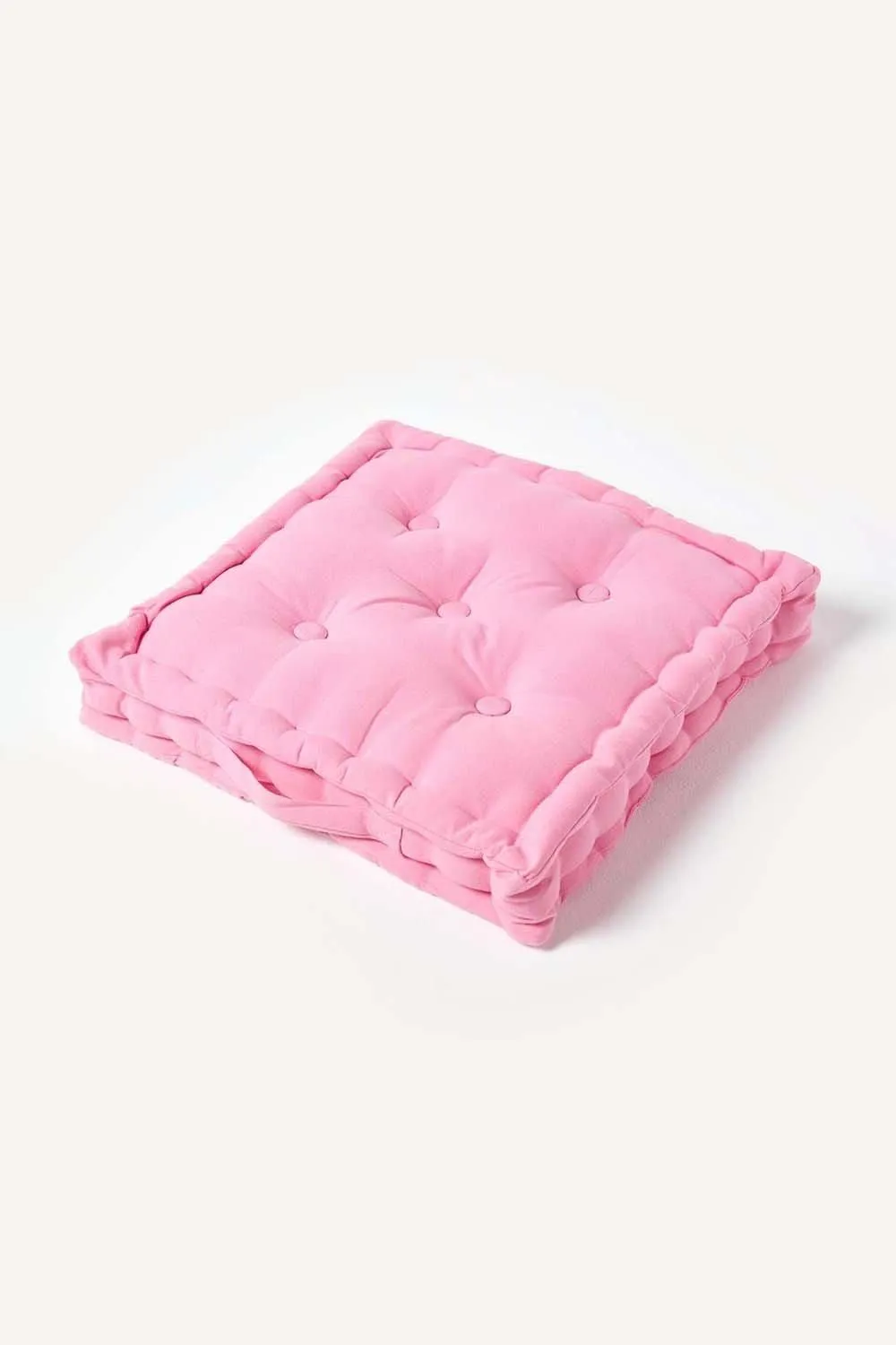 Homescapes Plain Cotton Floor Cushion in Pink 1