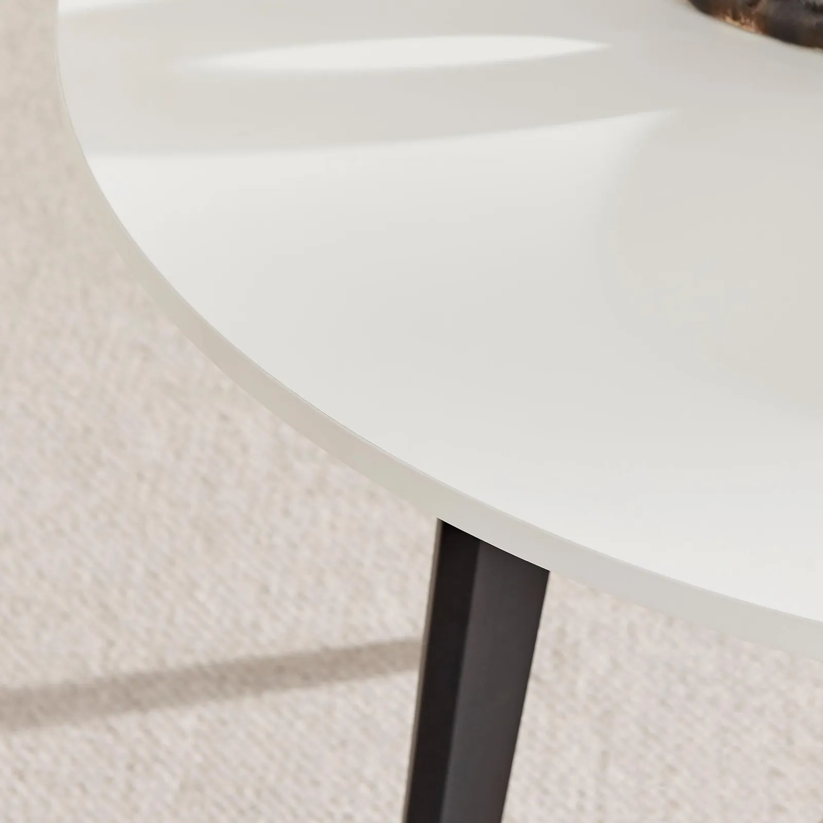 FurnitureboxUK Koko 4-Seater Round Melamine Scratch Resistant Dining Table With Black Legs in White 4
