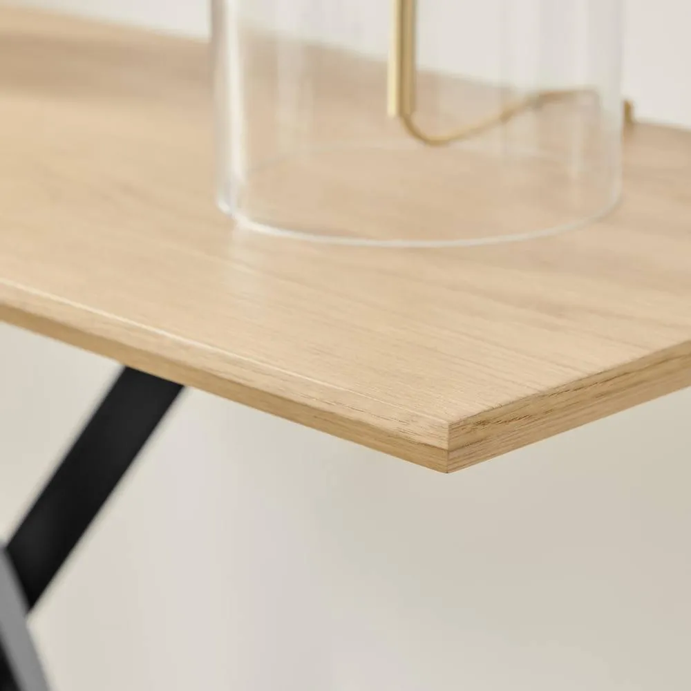 FurnitureboxUK Leonardo Oak Veneer Console Table in Light Brown 3