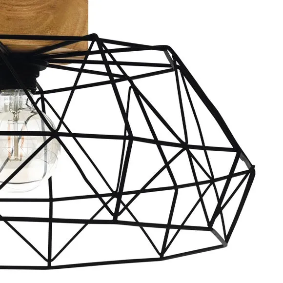 Eglo Padstow Black And Natural Metal And Wood Ceiling Light D46.5cm, Black 2