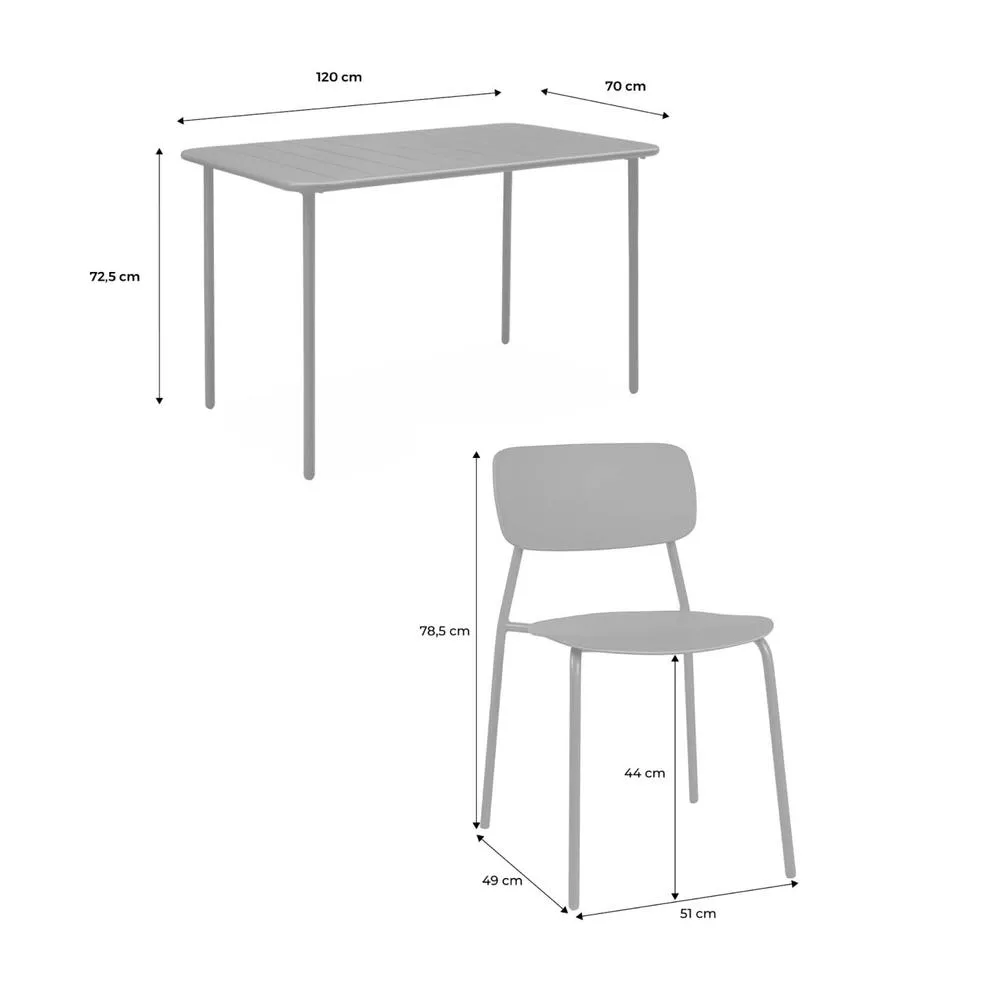 sweeek Metal garden table + 4 chairs in Khaki 5