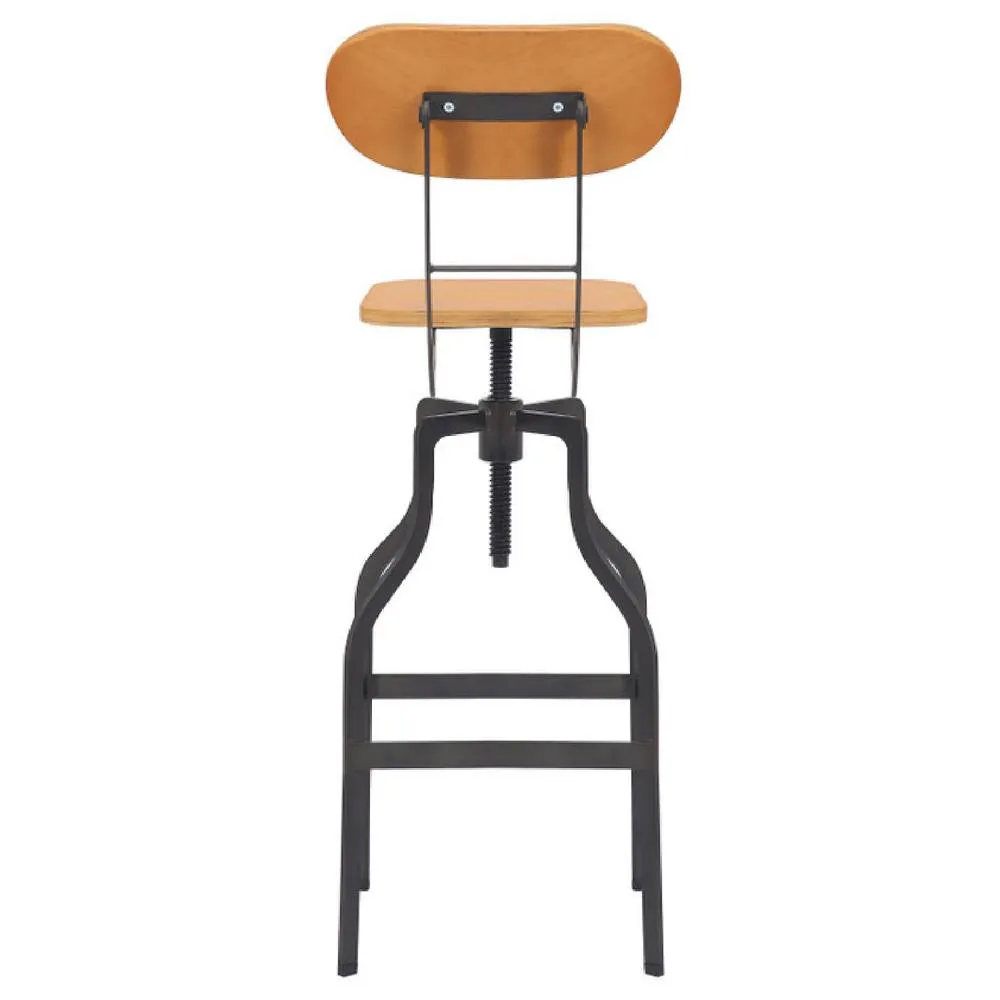 netfurniture Bolzing Retro Industrial Kitchen Bar Stool Natural Wood Seat in Brown 2