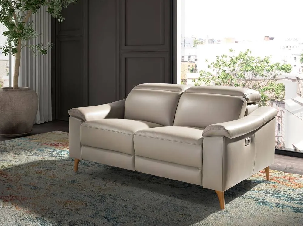 Angel Cerda 2-Seater Relax Sofa Taupe Grey Cowhide Leather 3