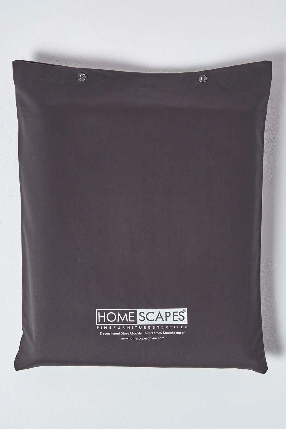 Homescapes Egyptian Cotton Duvet Cover with Pillowcase 1000 TC in Charcoal 5