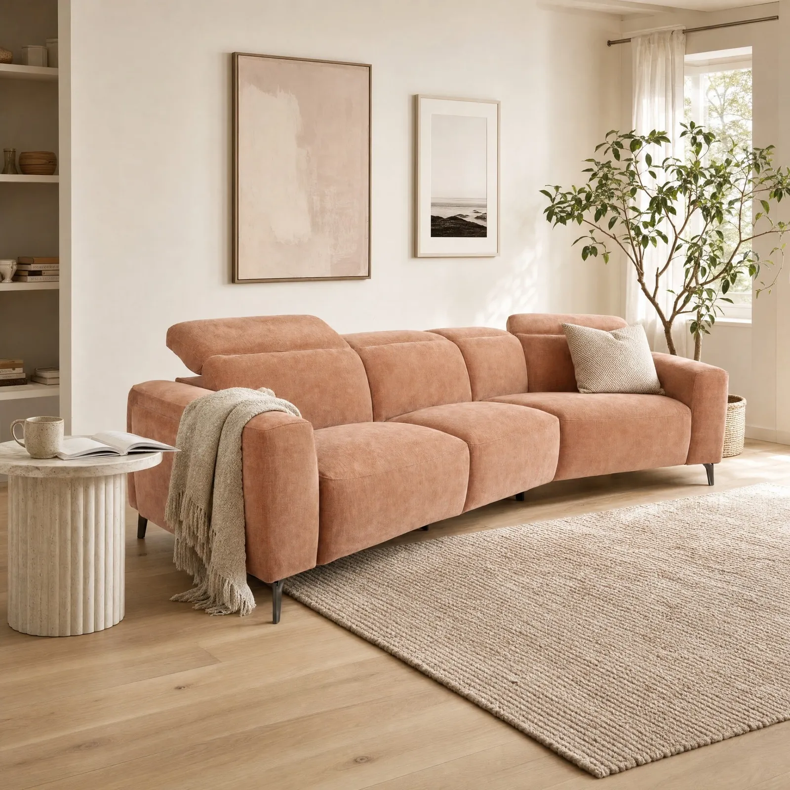 Cedro Curved Recliner Sofa - Power Lhf Fabric | Barker & Stonehouse 5