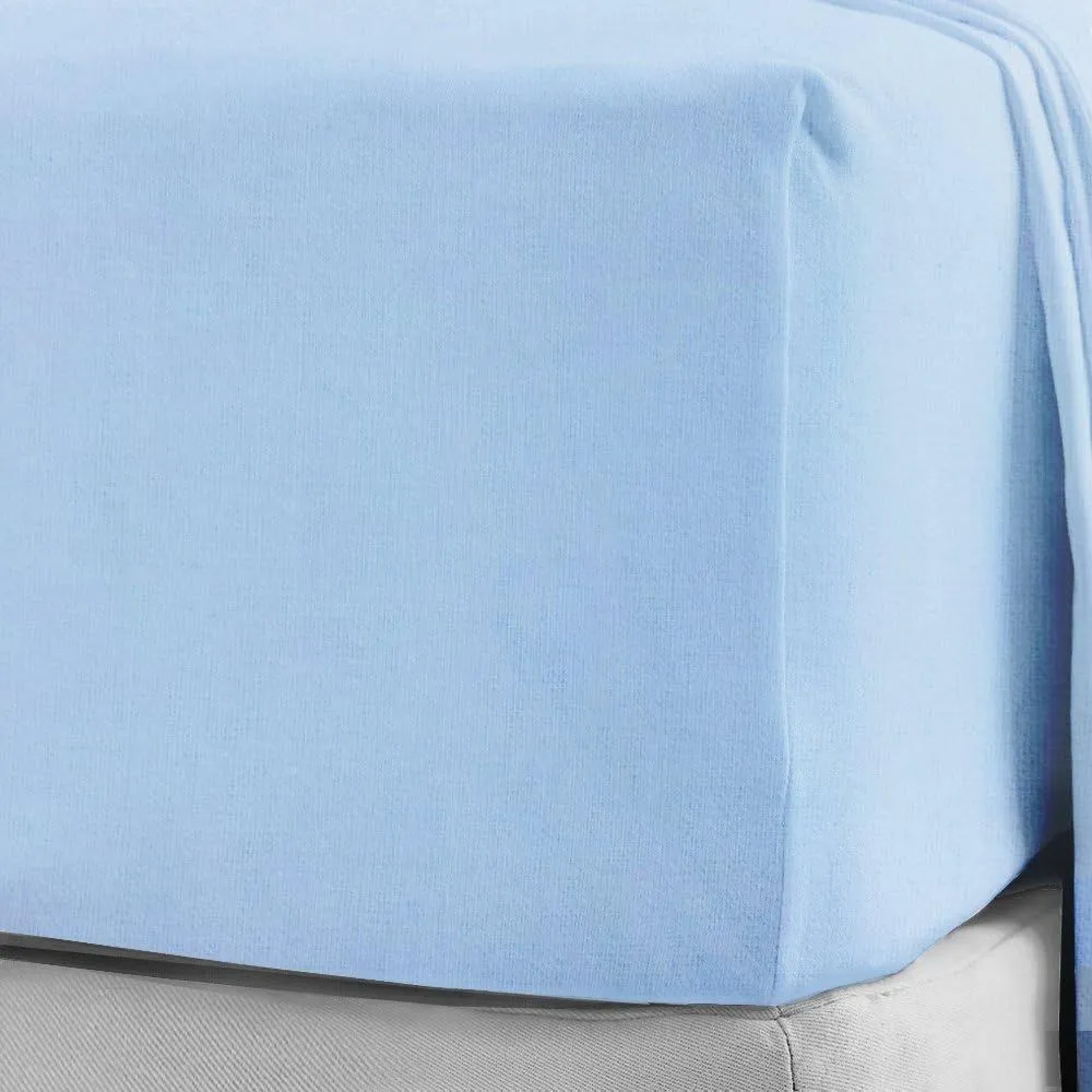 Smart Living Brushed Cotton Bed Linen Fitted Bedsheet or Pillowcase Pair Non Iron in Blue 2