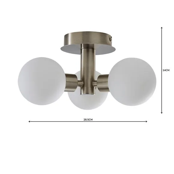 Hamptworth 3 Light Frosted Glass Semi Flush Ceiling Light 5