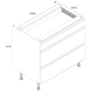 Wickes Madison Matt White 3 Drawer Base Unit - 900mm 2