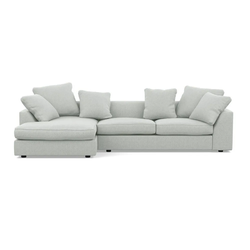 Heal's Cumulus Left Hand Facing Corner Sofa Melton Wool Limestone Black Feet 1