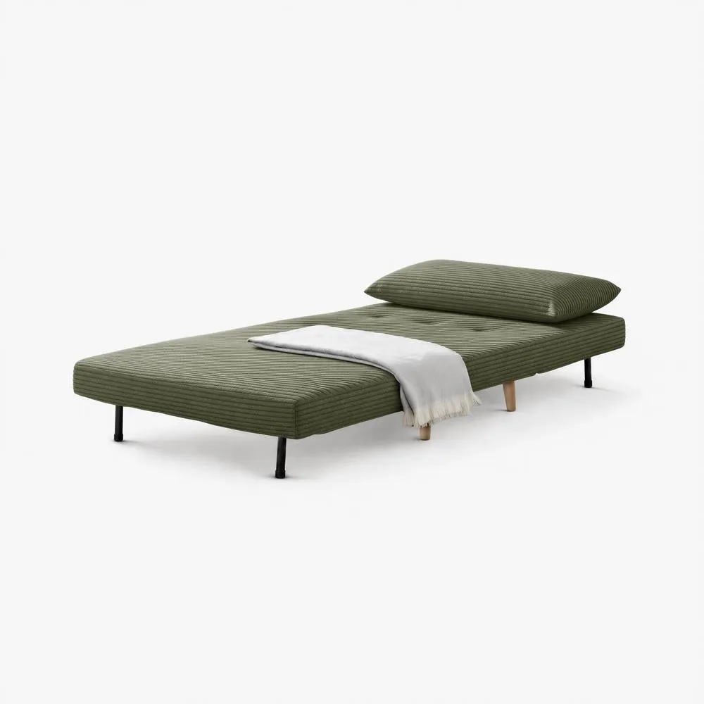 FurnitureboxUK Bobby Green Jumbo Corduroy Single Folding Sofa Bed Chair 3