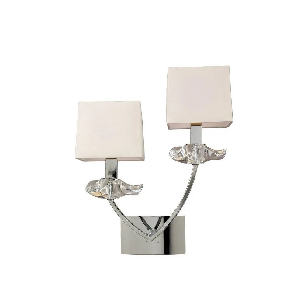 Netlighting Akira Wall Lamp Switched 2 Light E14 Polished Chrome with Black Shades in Grey 4