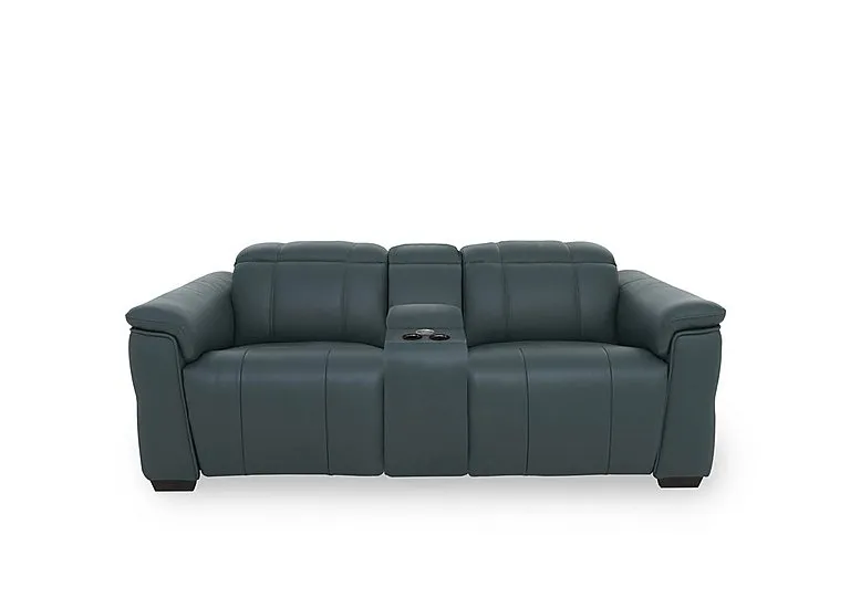 Inca NC Leather 2 Seater Power Recliner Sofa with Pop Up Light Console and Power Headrests - Peacock